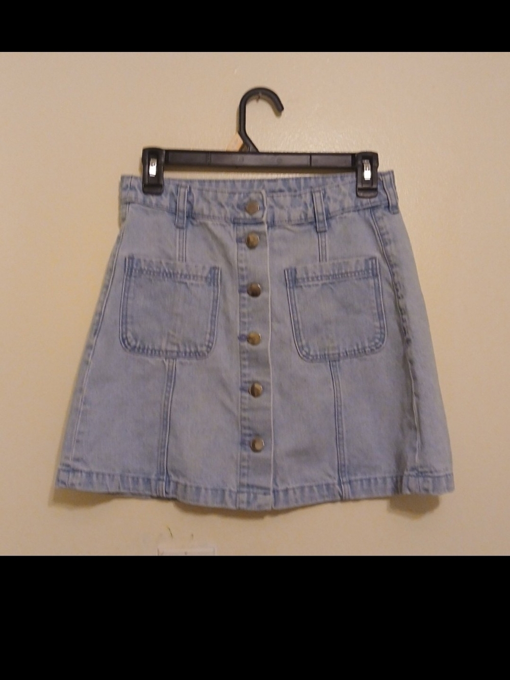 Divided Light Blue Button-Front Denim Mini Skirt